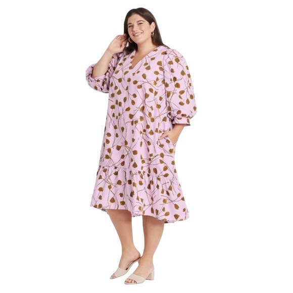 New Look Puff Sleeve Bodycon Dress Burgundy - Bubbleroom